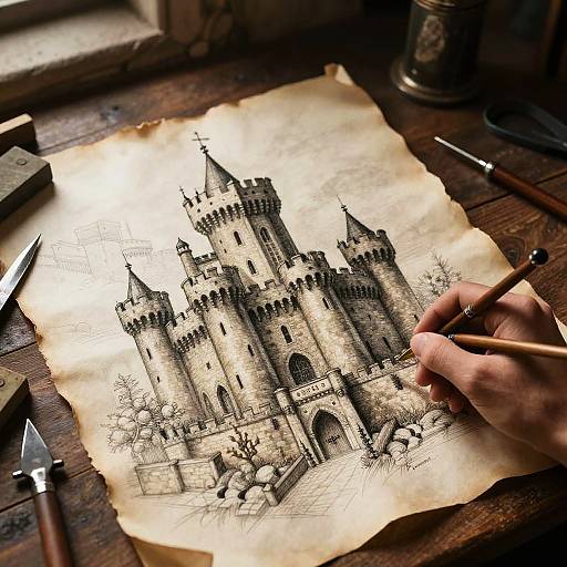 Medieval Castle Designer Sketching Fortress