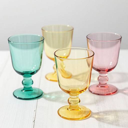 Colorful Drinking Glasses on Table