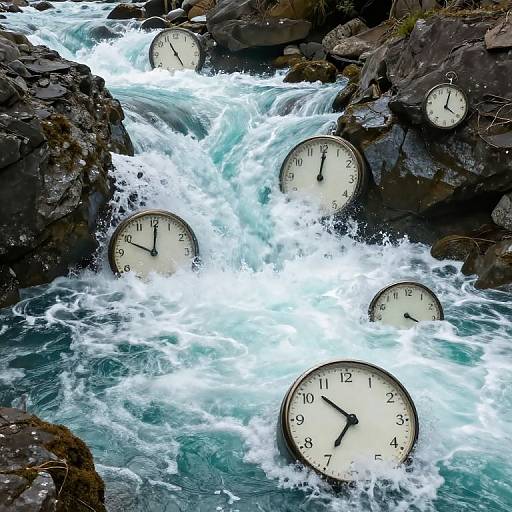 Surreal Clocks in Turquoise River