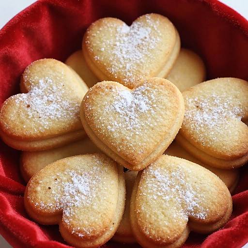 Heart-Shaped Sugar Cookies in Red Basket