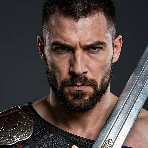 Close-Up of Man in Kratos Costume