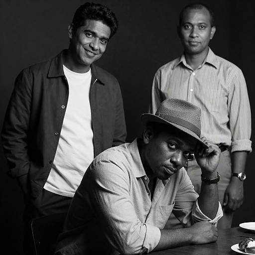 Dramatic Black and White Portrait of Men