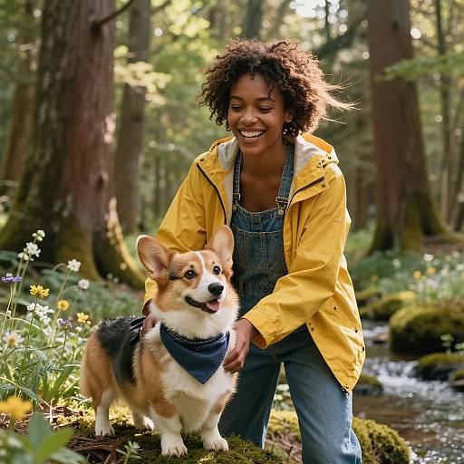 Joyful Moments in a Sunlit Forest