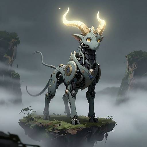 Mechanical Mythical Creature on Floating Island