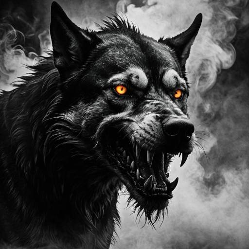 Fierce Hellhound with Amber Eyes