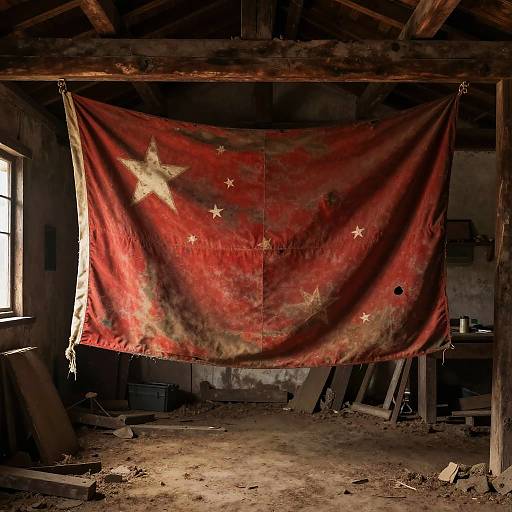 Old Faded Flag in Dusty Attic