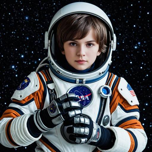 Boy in NASA Space Suit in Outer Space