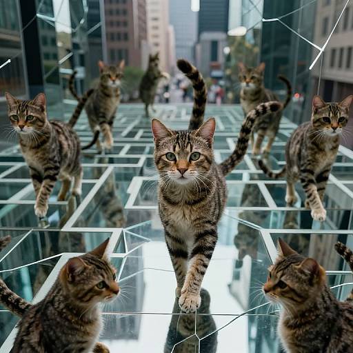 Nine-Tailed Feline in Mirrored Labyrinth