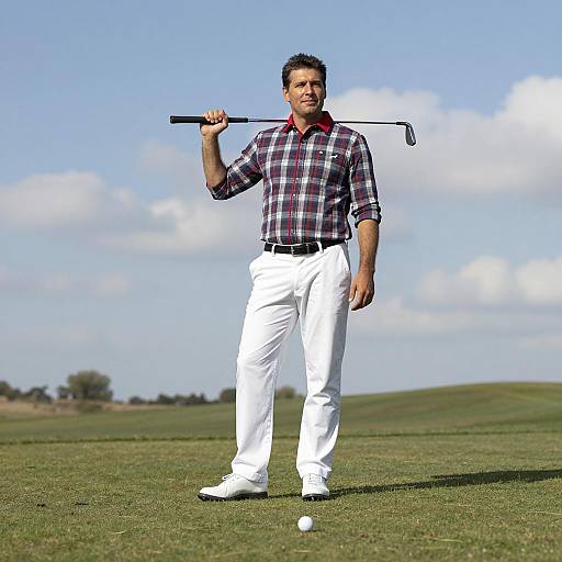 Golfing Man in Grassy Field
