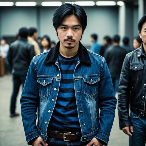 Asian Man in Denim Jacket Standing Indoors