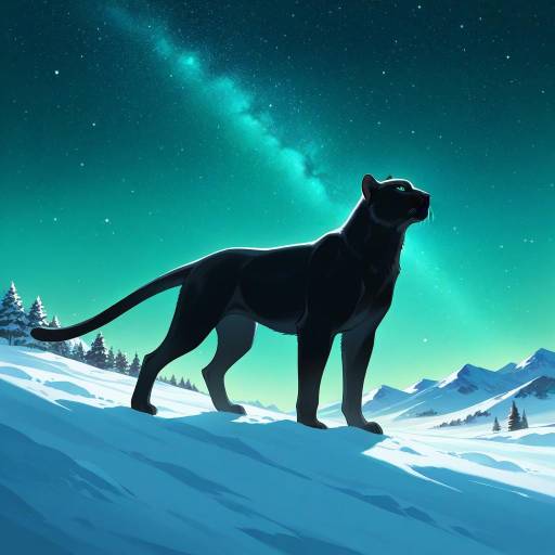 Majestic Panther Under Starry Night Sky Majestic Panther Under Starry Night Sky