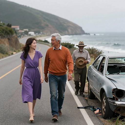 Coastal Road Meeting with Scenic Backdrop