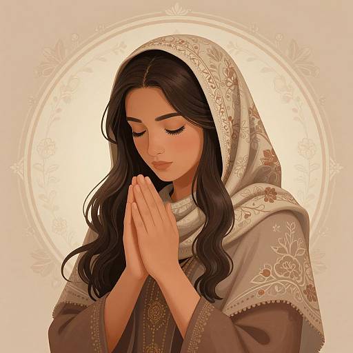 Serene Prayer with Floral Elegance