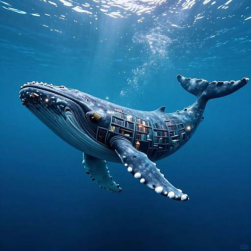 Colossal Whale Library Beneath Sea