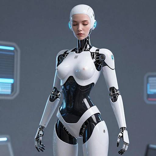 Futuristic Sleek Female Android CGI