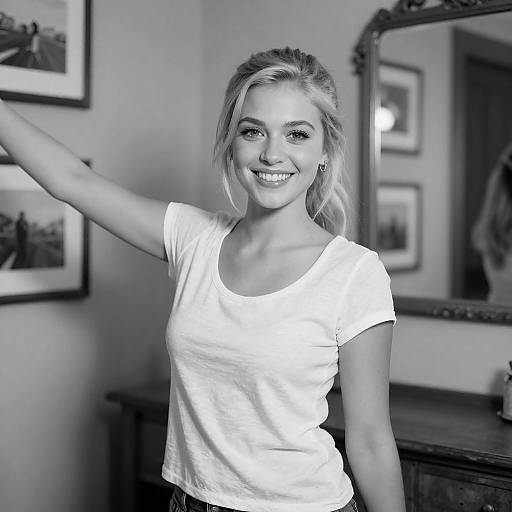 Charming Young Woman in Vintage Room