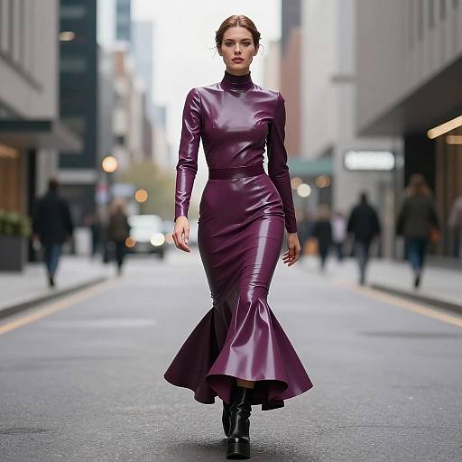 Chic Latex Fashion in Urban Dusk