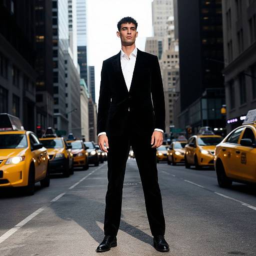 Confident Man in Urban Evening Wear