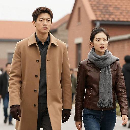 Determined Walk Amongst Old Brick Buildings