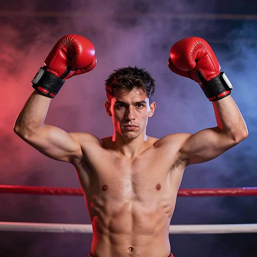 Boxer in Ring with Dramatic Smoke