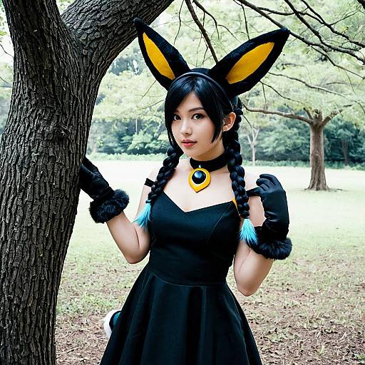 Fancy Male Umbreon Cosplay Outdoors