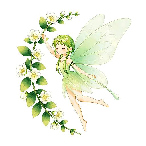 Whimsical Jasmine Nymph Illustration