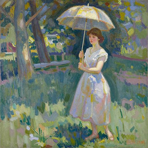 Monet-Inspired Woman with Parasol