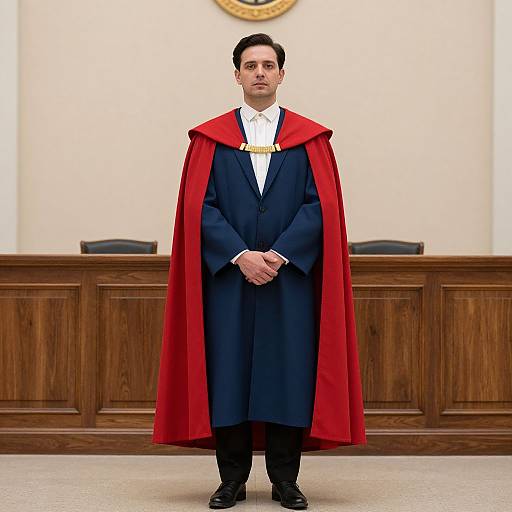 Man in Court Attire with Cape