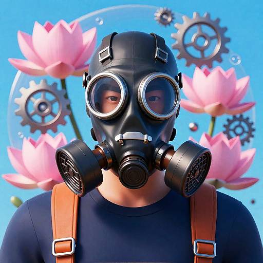 Futuristic Steampunk Gas Mask Portrait