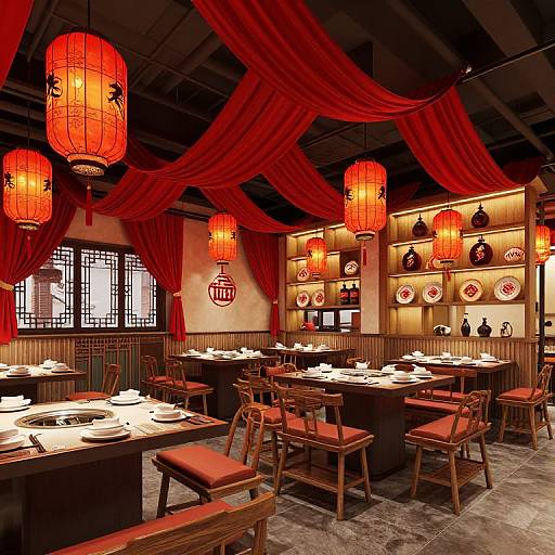 Vibrant 3D Chinese Restaurant Interior