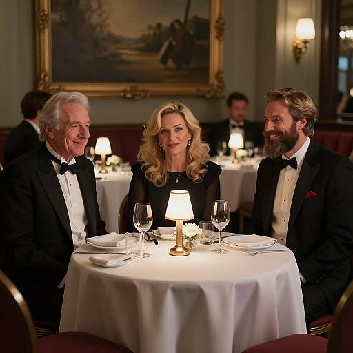 Elegant Dinner Gathering in Dim Restaurant