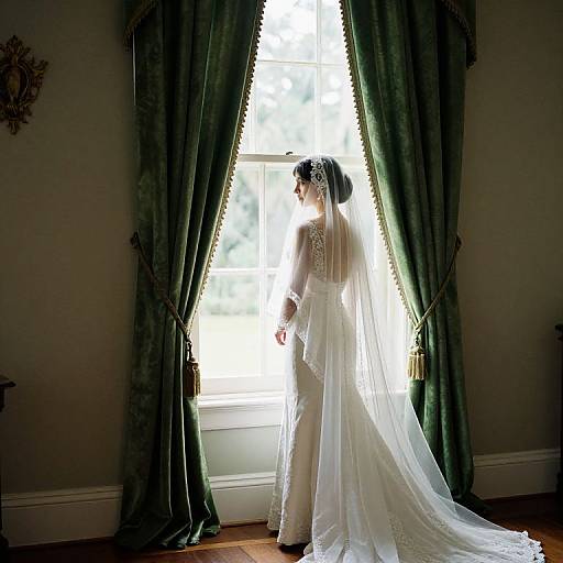 Bride at Window in Charleston