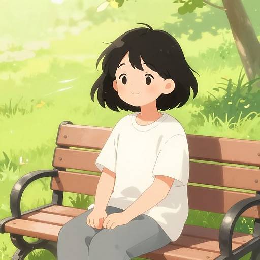 Whimsical Cartoon in Sunny Park