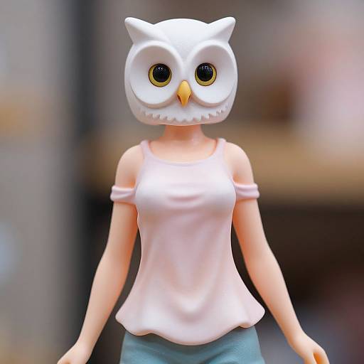 Elegant Owl Figurine in Summer Blouse