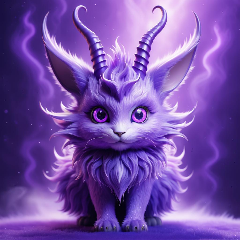 Whimsical Purple Fluffy Creature Portrait