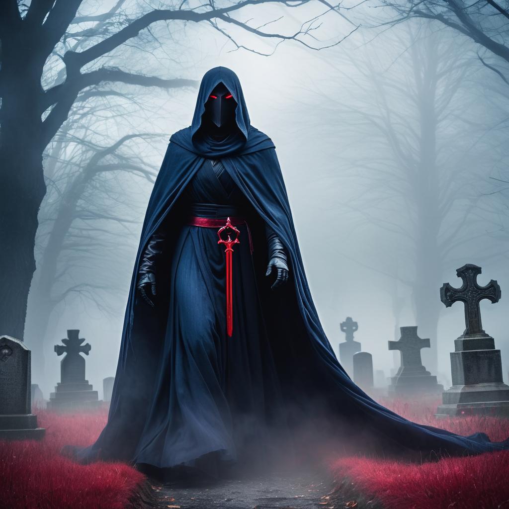 Sinister Wraith Haunting a Graveyard