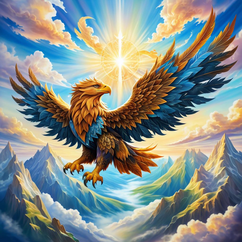 Majestic Griffin Soaring Through Vibrant Skies