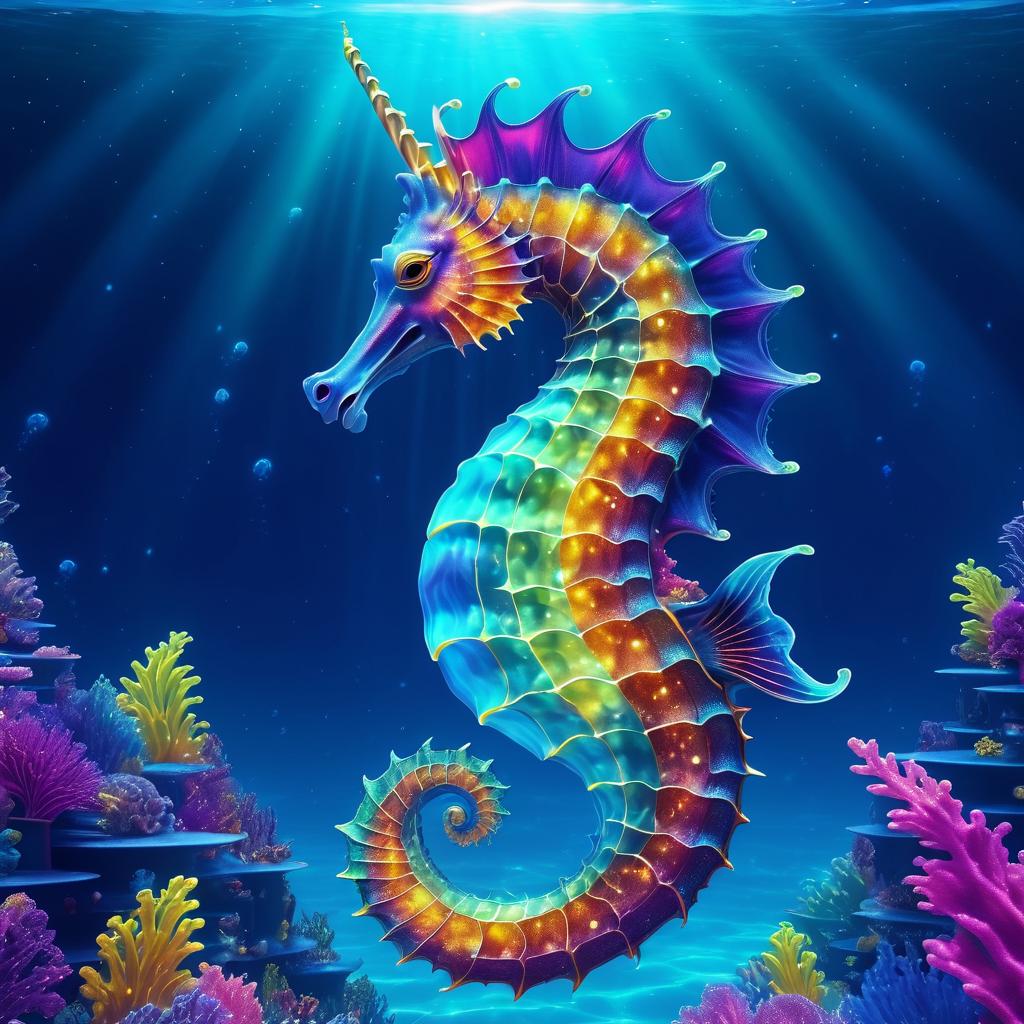 Vibrant Seahorse in a Fantasy Ocean