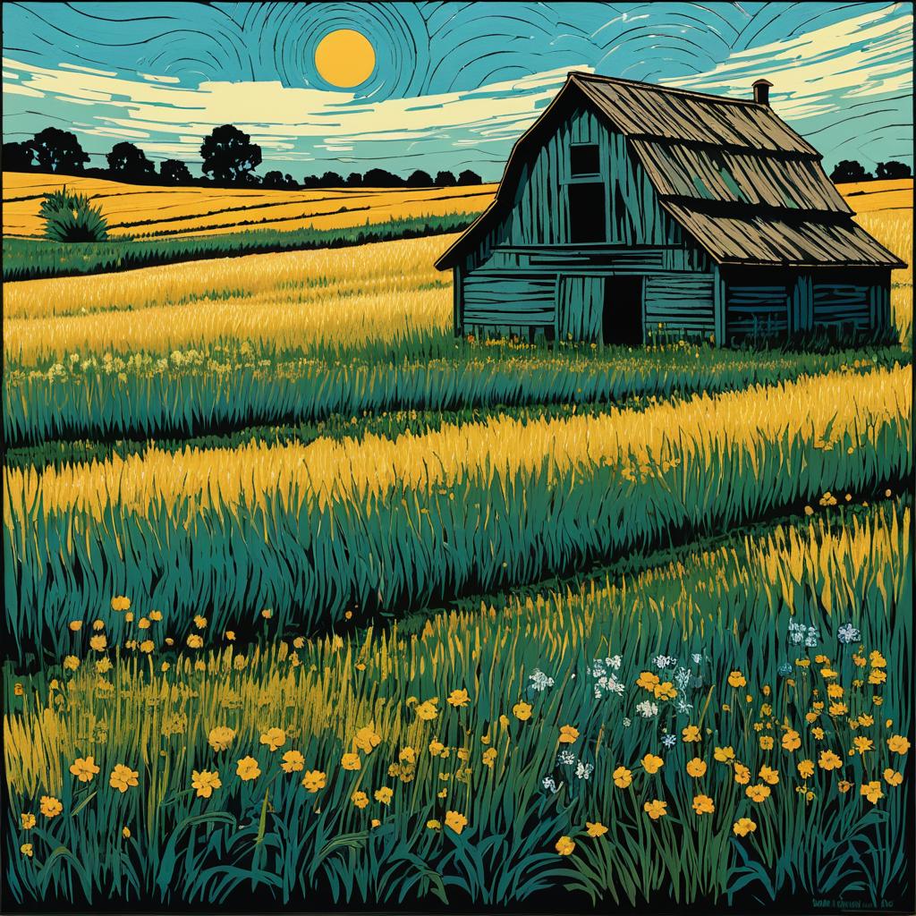 Vincent van Gogh Inspired Barn Print