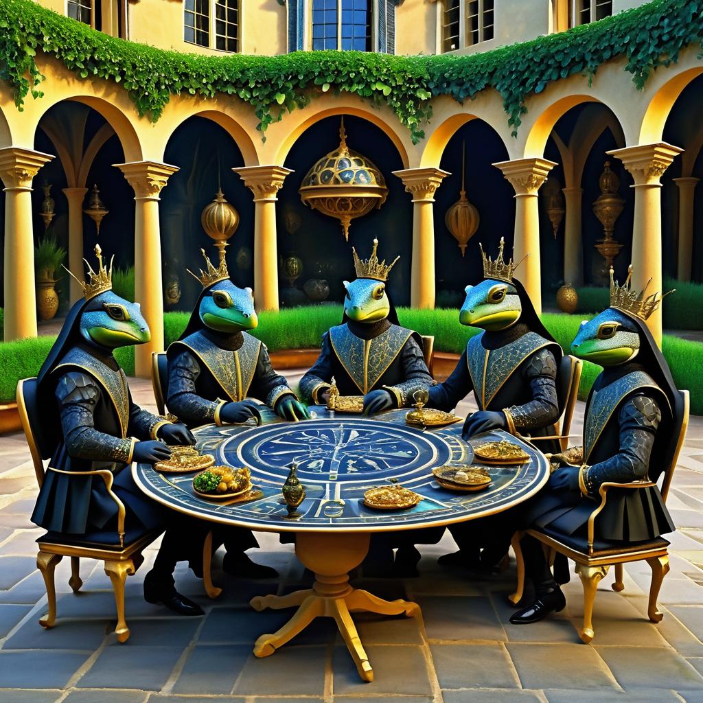 Surreal Royal Dining with Noble Turtles