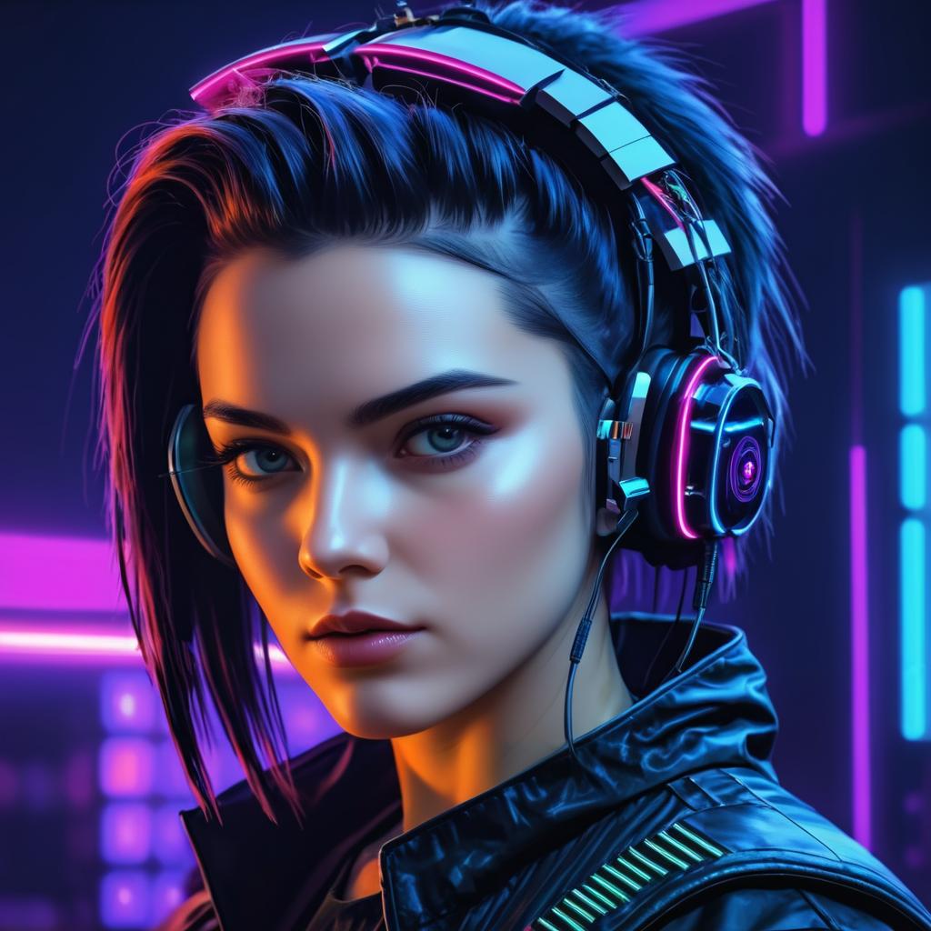 Cyberpunk Female Hackers in Digital Oil