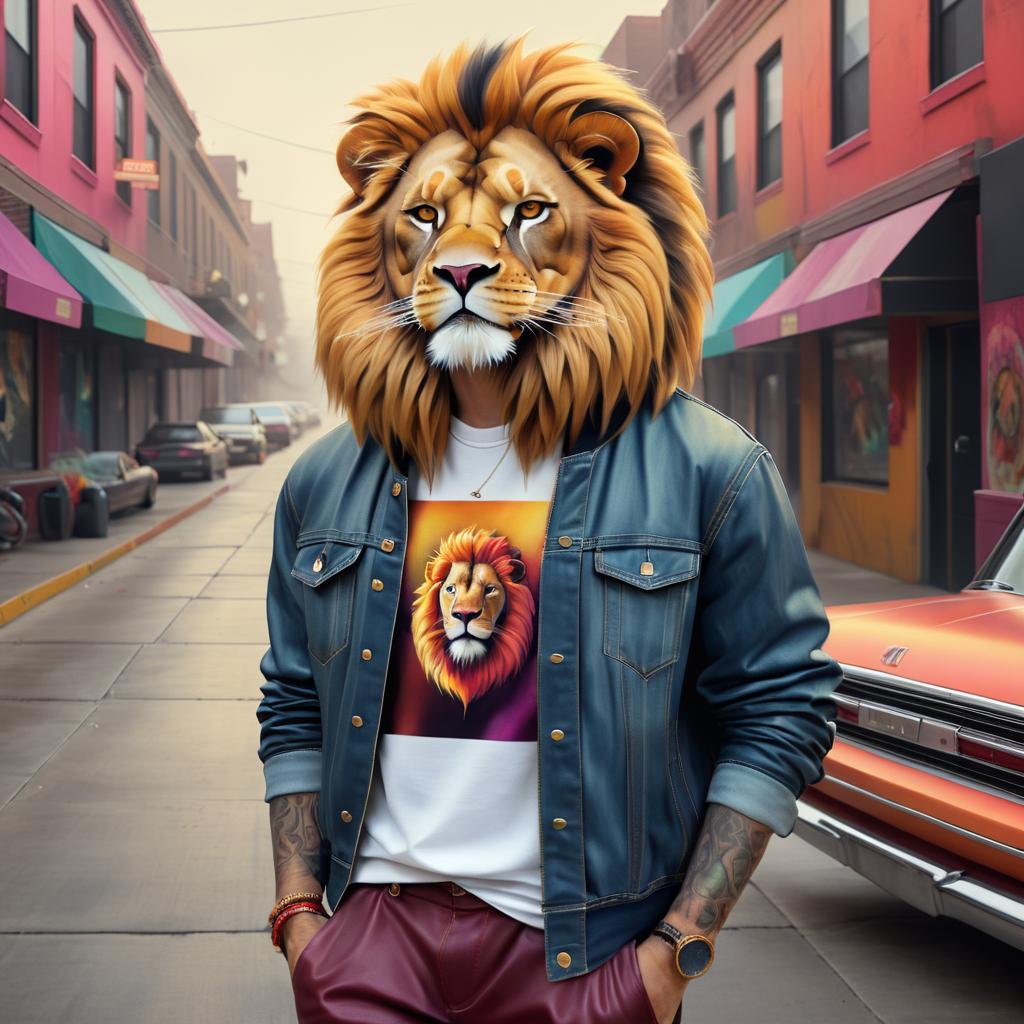 Stylish Lion in Hyper-Realistic Art