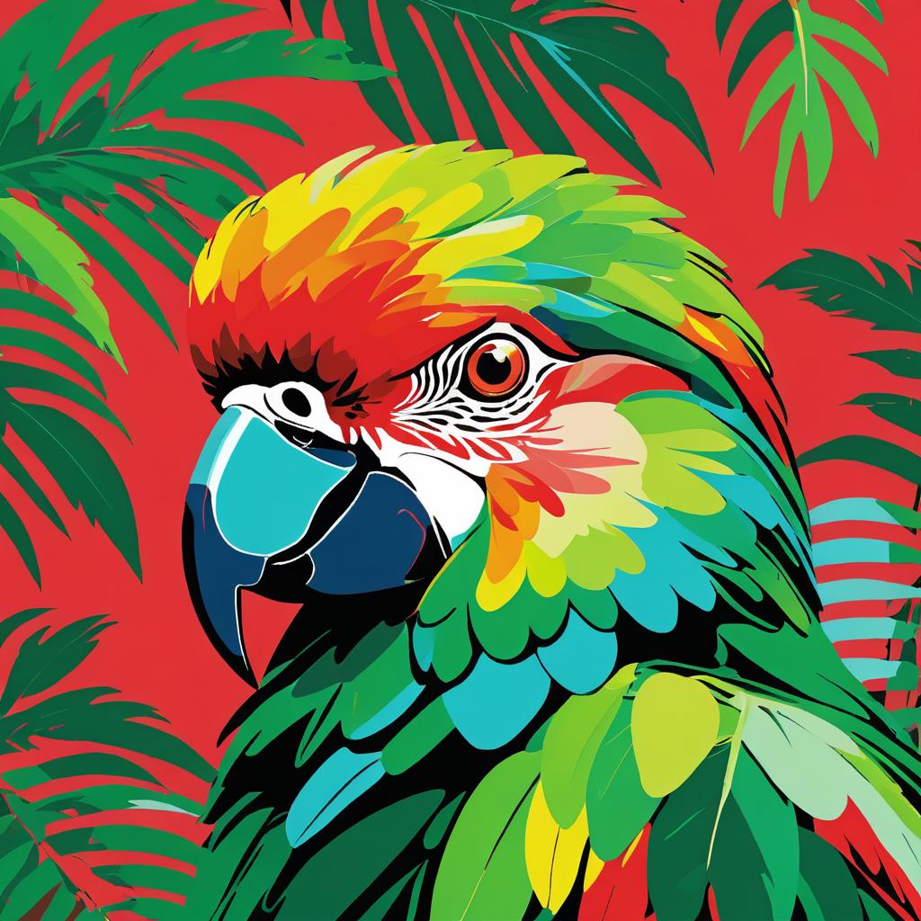 Vibrant Parrot Portrait in Warhol Style