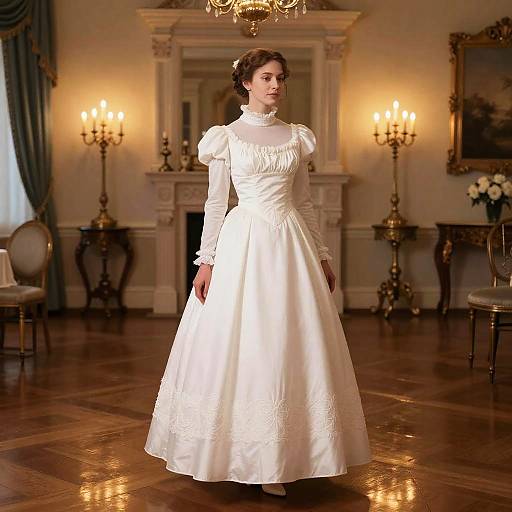 Victorian Maiden in Elegant Ballroom Dress