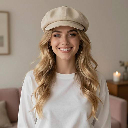 Smiling Woman with Blonde Waves