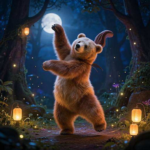 Dancing Bear in Mystical Forest