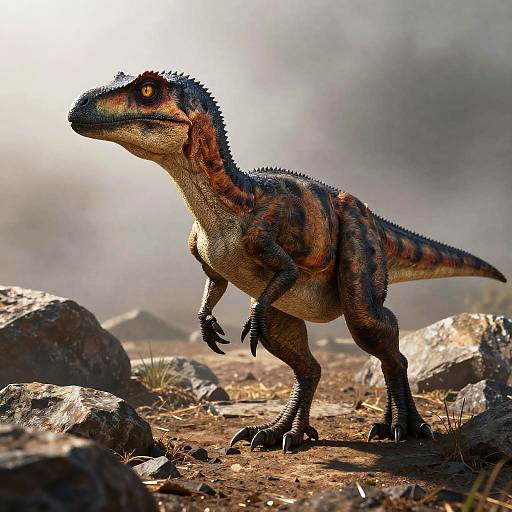 Hyper-Realistic Velociraptor on Rocky Terrain