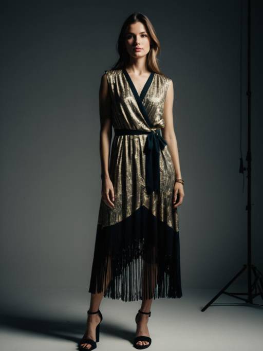 Chic Evening Wear: Gold & Black Dress