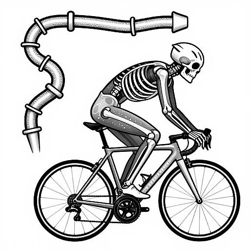 Skeleton Riding Road Bicycle Tattoo
