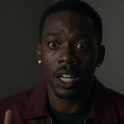 Intense Close-Up of a Scared Man